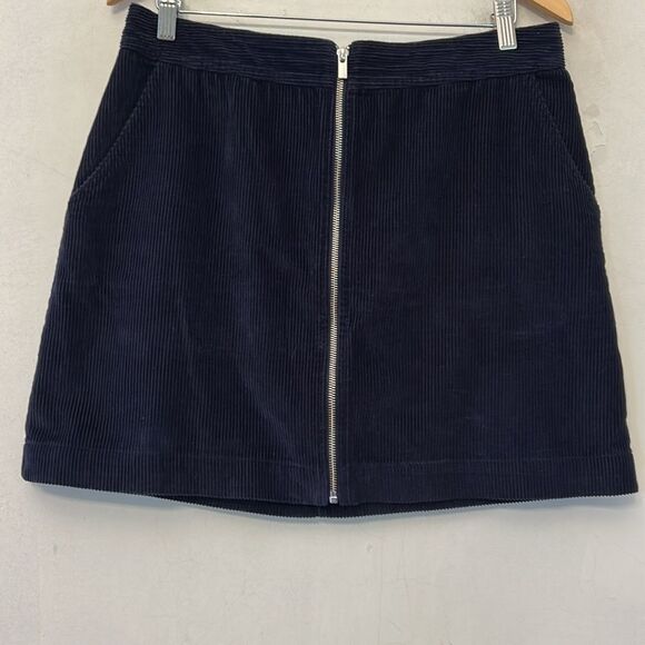 Gap navy blue corduroy zipper front skirt Size 12 EUC - Picture 2 of 8